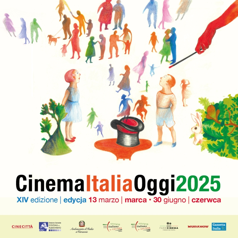 Grafika przedstawiająca kobietę i mężczyznę, z kapelusza wychodzą ludzie